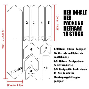 Fahrradrahmen Schutz Aufkleber Set, 10 Stück