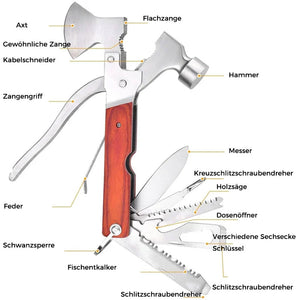 16-in-1 tragbares multifunktionales Klauenhammer-Werkzeug