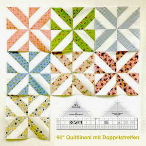 90° Quiltlineal mit Doppelstreifen aus Acryl