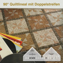 Laden Sie das Bild in den Galerie-Viewer, 90° Quiltlineal mit Doppelstreifen aus Acryl
